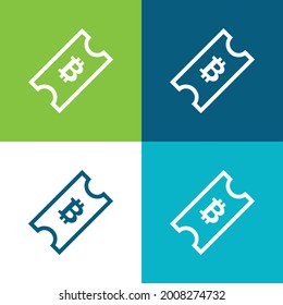Bitcoin Ticket Flat Vier Farbe minimale Icon Set