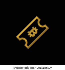 Bitcoin Ticket oro chapado en icono metálico o logotipo vectorial
