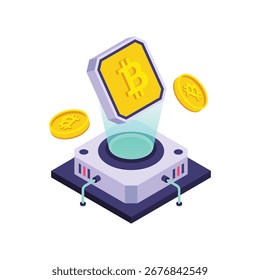 Ilustração vetorial isométrica de Bitcoin Token.