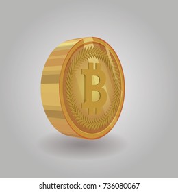 Bitcoin token in perspective with shiny style for use in business , digital and e-Commerce infographics