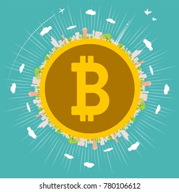 bitcoin Townscape back image illustration_round earth