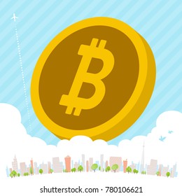 bitcoin Townscape back image illustration_skyline