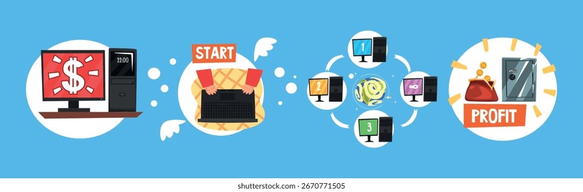 Comercio de Bitcoin y Crowdfunding Blockchain con Conjunto de Vectores de Computadora