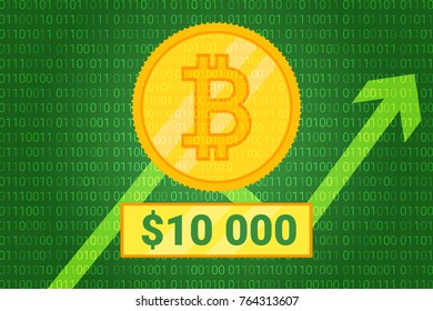Bitcoin Trade cryptocurrency. growth graph on code background for news. Chart up. Vector illustration