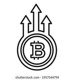 Bitcoin trade grow icon. Outline Bitcoin trade grow vector icon for web design isolated on white background
