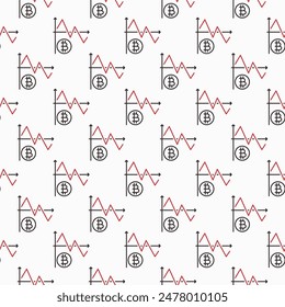 Bitcoin Trading Graph vector Cryptocurrency concept seamless pattern in outline style