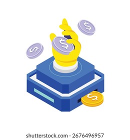 Bitcoin Trading Ilustración vectorial isométrica.
