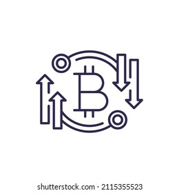 bitcoin trading line icon, vector