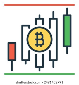 Bitcoin Trading vector Candlestick Charts concept colored icon or sign