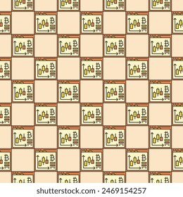 Bitcoin Trading in Web Browser vector Cryptocurrency concept colored seamless pattern