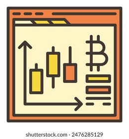Bitcoin Trading in Web Browser vector Cryptocurrency concept colored icon or design element