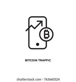 Bitcoin traffic vector icon, coin chart symbol. Modern, simple flat vector illustration for web site or  mobile app