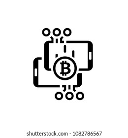 Bitcoin Transaction Icon. Modern computer network technology sign. Digital graphic symbol. Card Processing. Concept design elements.
