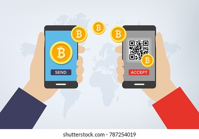 Bitcoin Transaction - sending payment online via smartphones and QR code