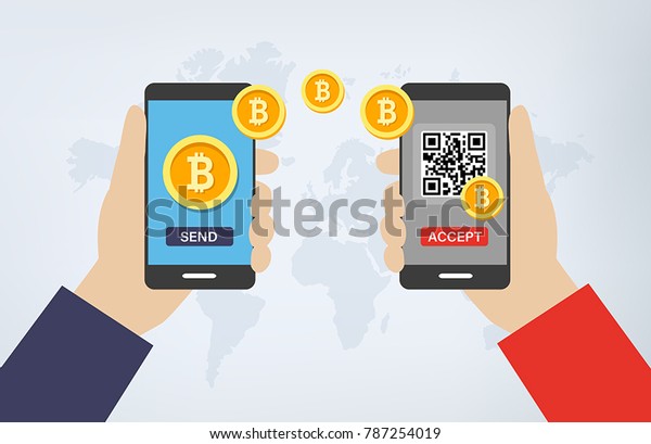 Bitcoin Transaction Sending Payment Online Via Stock Vector Royalty - 