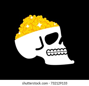 Bitcoin is treasure. Skull and Cryptocurrency. Vector illustration
