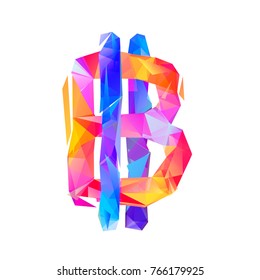 bitcoin triangular vector sign. Colorful symbol on white background