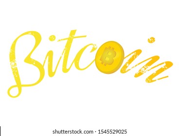 Bitcoin typography art symbol. Flat isolated vector illustration.