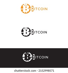 Logo único de Bitcoin para cripto, comercio, servicios financieros y relevantes... 
