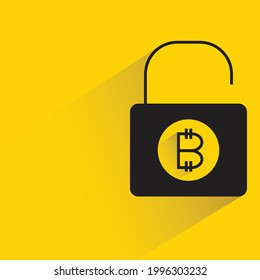bitcoin unlock key icon on yellow background