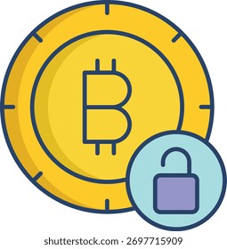 bitcoin unlock linear color icon design