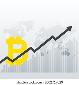 Bitcoin upward growth chart design background