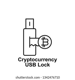 bitcoin usb lock key outline icon. Element of bitcoin illustration icons. Signs and symbols can be used for web, logo, mobile app, UI, UX on white background