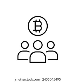 Bitcoin user community. Growth, development and mining network. Pixel perfect vector icon