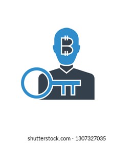 bitcoin user and encryption key icon