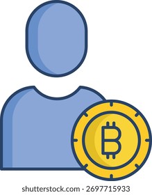 Diseño de icono de color lineal de usuario de Bitcoin