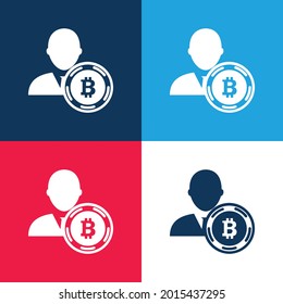 Bitcoin User Symbol blue and red four color minimal icon set