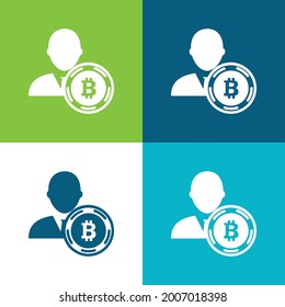 Bitcoin User Symbol Flat four color minimal icon set