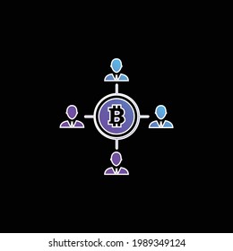 Bitcoin And Users Connections blue gradient vector icon