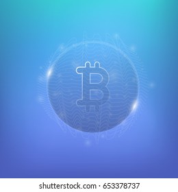 Bitcoin vector. Abstract symbol cryptocurrency. Cyber money.
