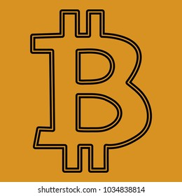 Bitcoin Vector Bitkoins icon symbol on a YELLOW background. ILLUSTRATION