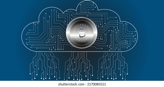 Bitcoin vector design around with gold circle circuit board for Cryptocurrency for Future business world of economy