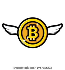bitcoin vector design flying up