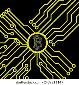 Bitcoin vector. Electronic money. Abstract Bitcoin. Electronic business bitcoin.