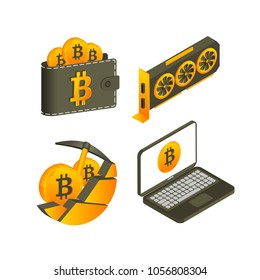 Bitcoin  vector emblems set, bitcoin icons,  bitcoin mining emblem, eps 10 vector