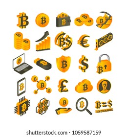 Bitcoin  vector emblems set, bitcoin icons,  bitcoin mining, eps 10 vector