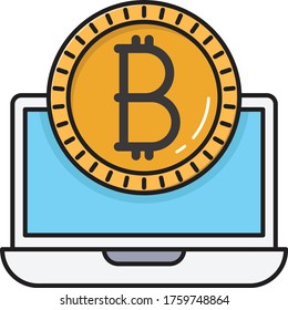 bitcoin vector flat color icon 