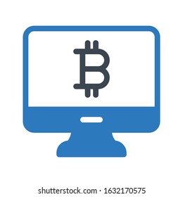 bitcoin vector glyph color icon 