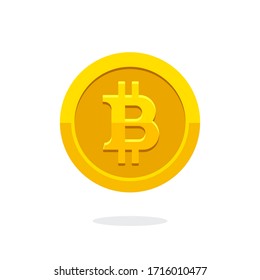 Bitcoin vector icon. Crypto currency symbol. Blockchain secure cryptocurrency. Crypto currency golden coin bitcoin symbol isolated on white background. Golden coin. Blockchain symbol. Money symbol. 