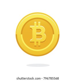 Bitcoin vector icon. Crypto currency symbol. Blockchain secure cryptocurrency. Crypto currency golden coin bitcoin symbol. Golden coin. Blockchain symbol. Cash icon. Purchases. Bank payment symbol.