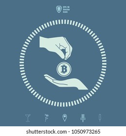 Bitcoin vector icon, cryptomoney. Flat design style