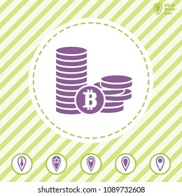 Bitcoin vector icon, cryptomoney.  Illustration in Flat design style. Image suitable for cryptomoney business