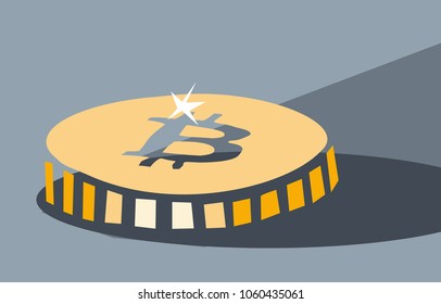 Bitcoin vector icon.  Digital currency. Cryptocurrency. Golden coin with bitcoin symbol.