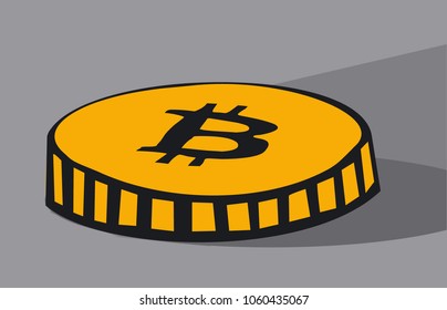Bitcoin vector icon.  Digital currency. Cryptocurrency. Golden coin with bitcoin symbol.