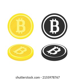 Bitcoin vector icon in flat style. Crypto currency symbol isolated on white background. Gold bitcoin cryptocurrency. Payment or internet money concept. Illustration EPS 10.