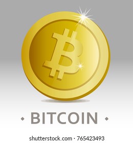 Bitcoin vector icon as golden coin vector symbol. Cryptocurrency sign.